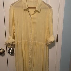 Yellow, white stripe, oversized, long shirt